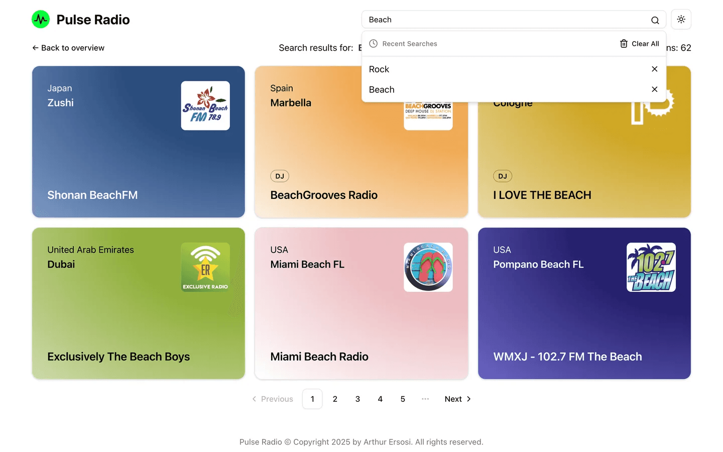 Pulse Radio Stationsauswahl